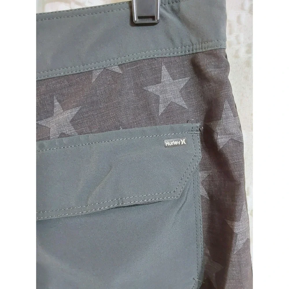 Hurley Phantom Board Shorts Mens 32 Charcoal Gray American Flag Stars Stripes